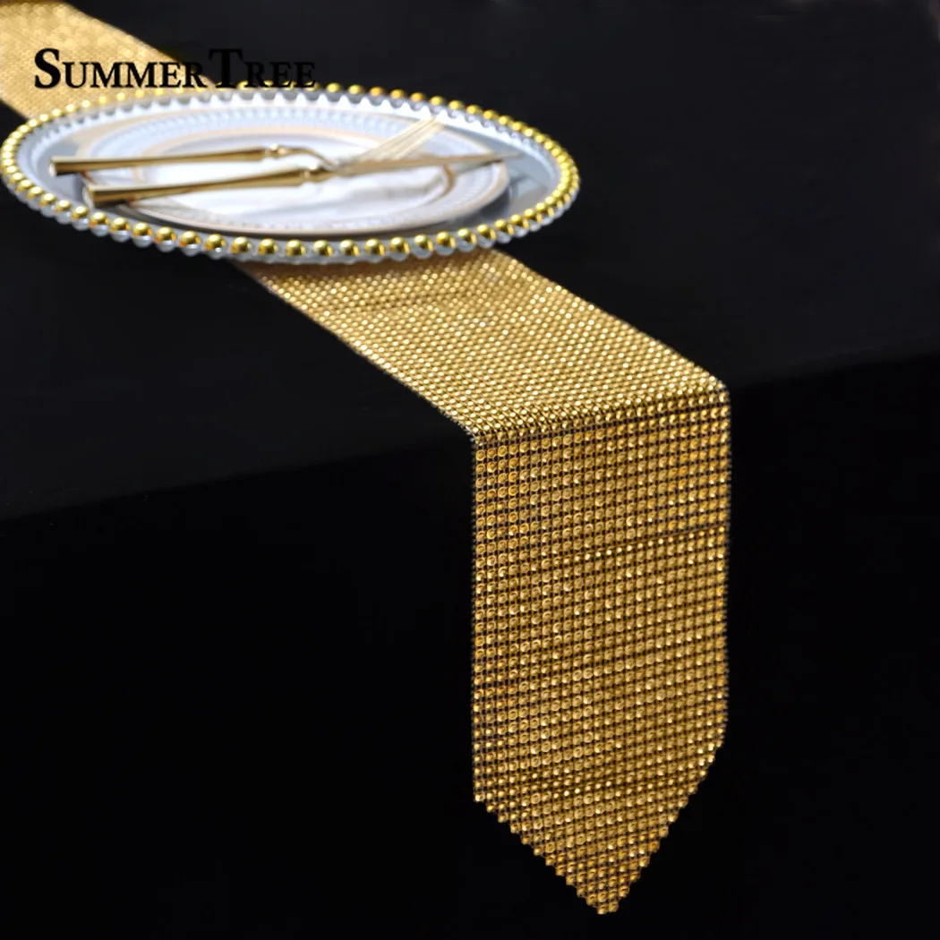 Золотистый серебристый цвета алмаза настольная дорожка с сеткой лента