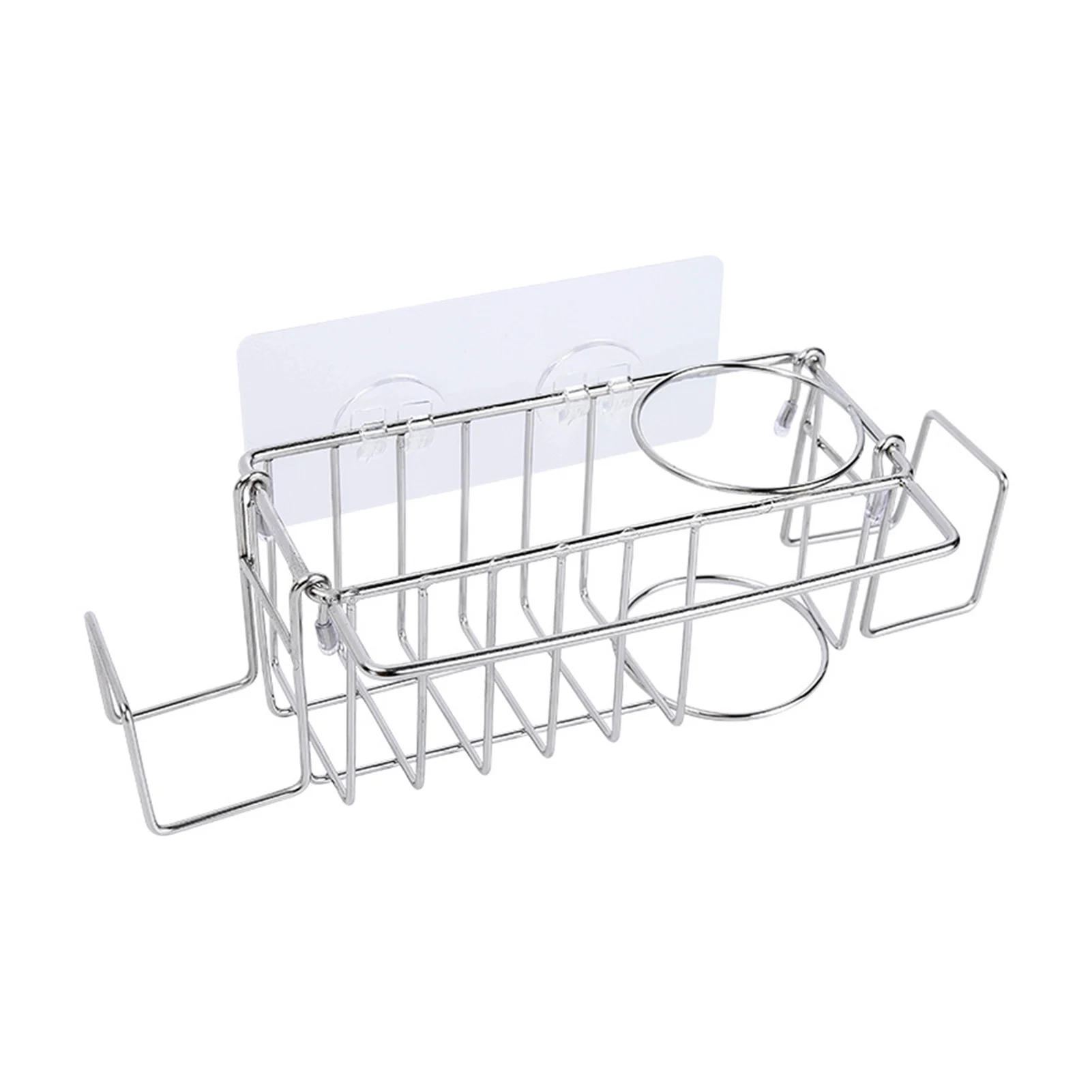 

Stainless Steel Basket Sponge Holder Self Adhesive Large Capacity Durable Easy Install Kitchen Sink Waterproof Punch Free Soap