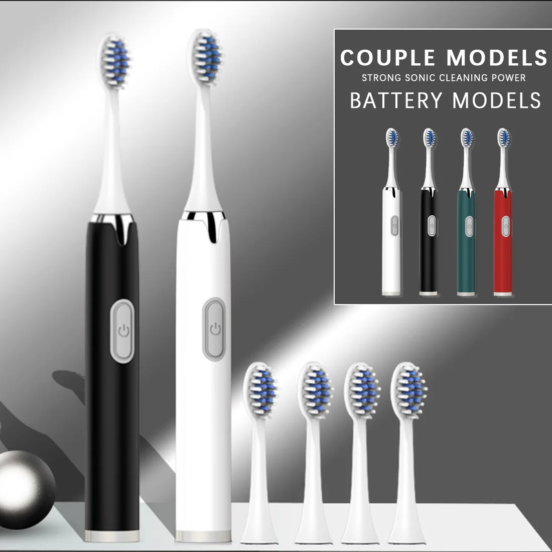 Ультразвуковая электрическая зубная щетка с 5 сменными головками