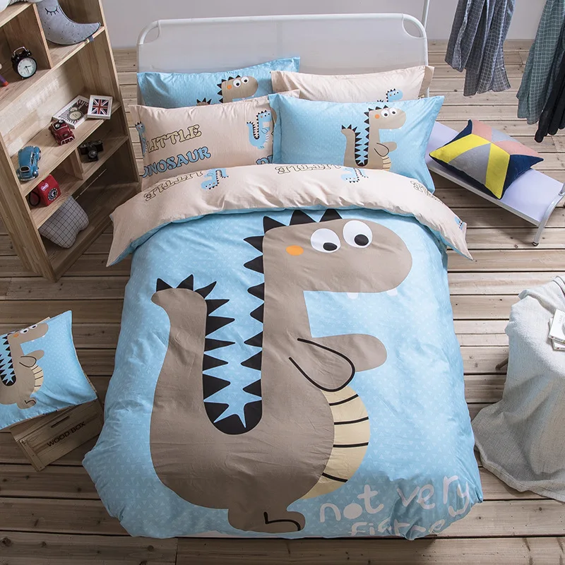 

Cotton four-piece set cotton cartoon sheets are covered with 4-piece set of student dormitory three-piece bedding