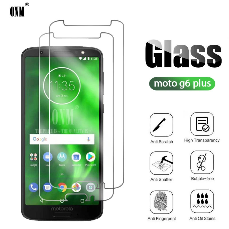 2 шт закаленное стекло для Motorola Moto G6 Plus / Play Защита экрана Защитная стеклянная