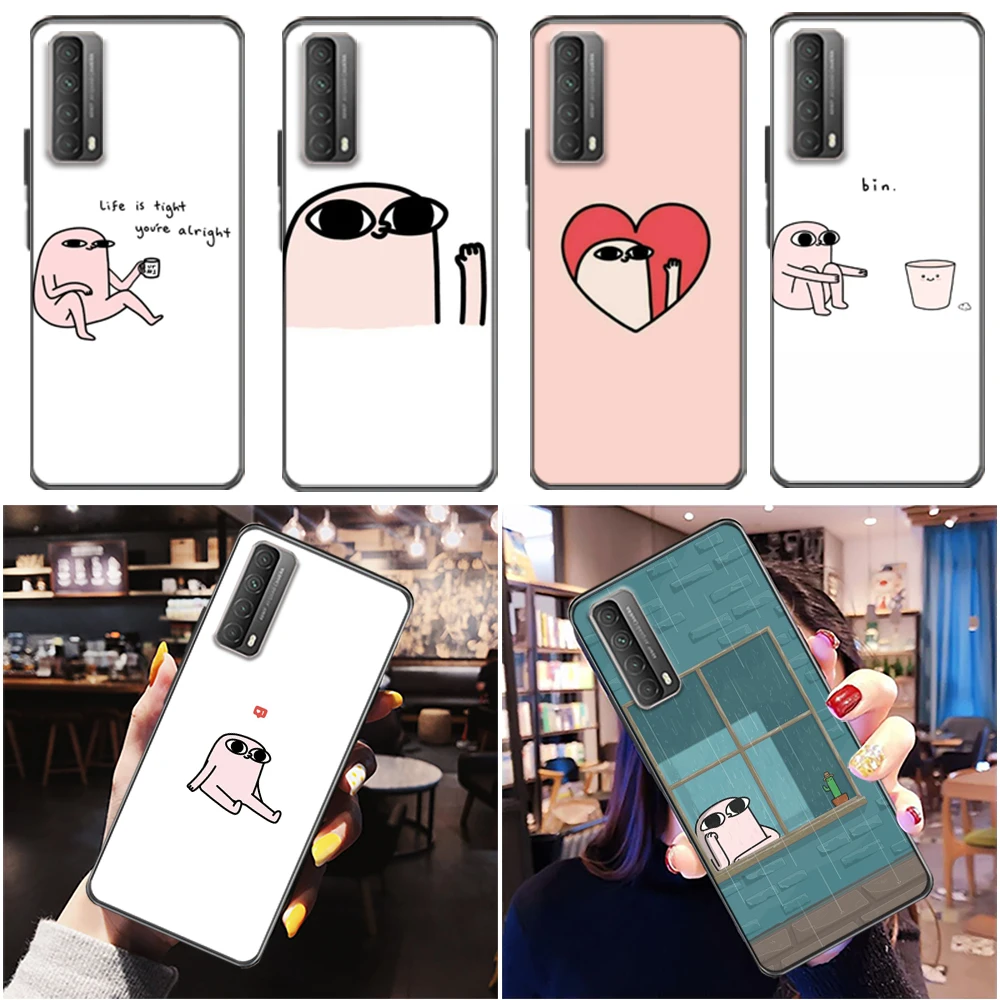 

Funny Cartoon Little Pink Man Phone Case For Huawei P30 P40 P Smart Z 2019 2021 P20 Lite Pro Plus Funny Lnfinite Cute Man