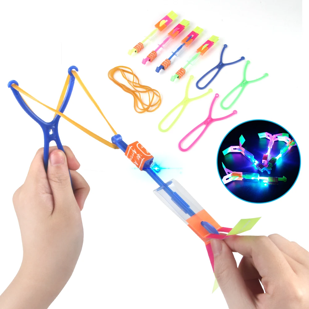 120pcs Helicopter Flying Toy Lighting Up Slingshot Led Luminous Children Glowing Xmas Decoration Outdoor Party Toys | Игрушки и хобби