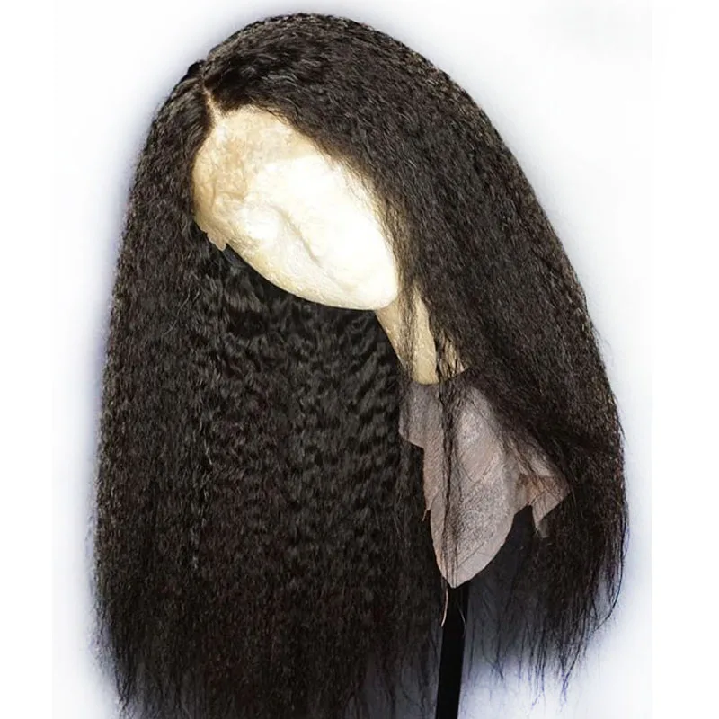 

Invisible Kinky Straight Full Lace Human Hair Wigs Glueless Pre Plucked Bleached Knots Wigs Brazilian Remy Wigs For Black Women