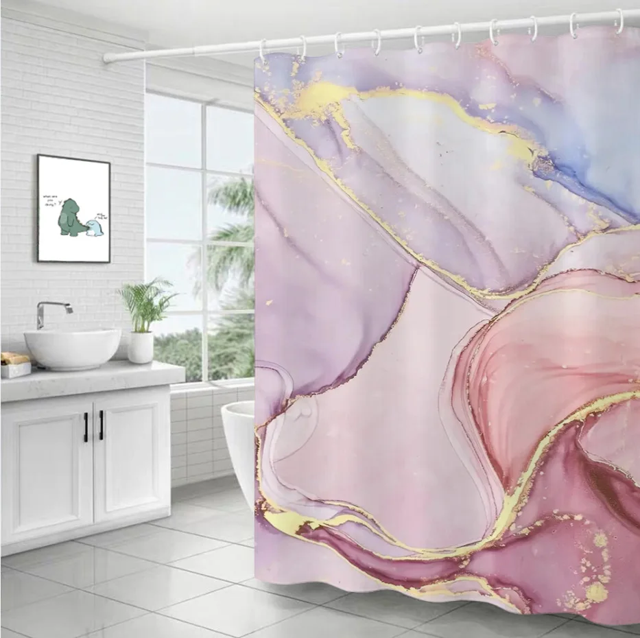 

Marble Stripe Shower Curtains Waterproof Mildew Proof Bathroom Curtain Modern Accessory Bathrooms Curtain In The Bathroom