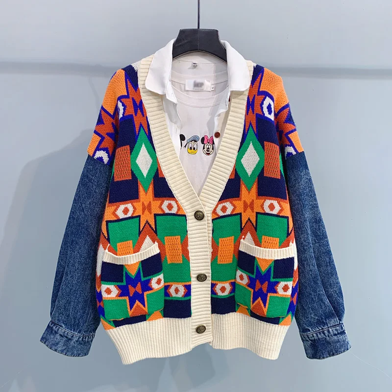 Осень 2019 женский кардиган свитер с v-образным вырезом Свободное пальто зимнее