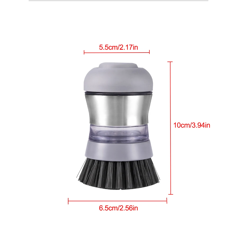 

Hydraulic Stainless Steel Pot Brush Kitchen Liquid Storage Cleaning Brush Washing Detergent Brush Pot Dish Brush
