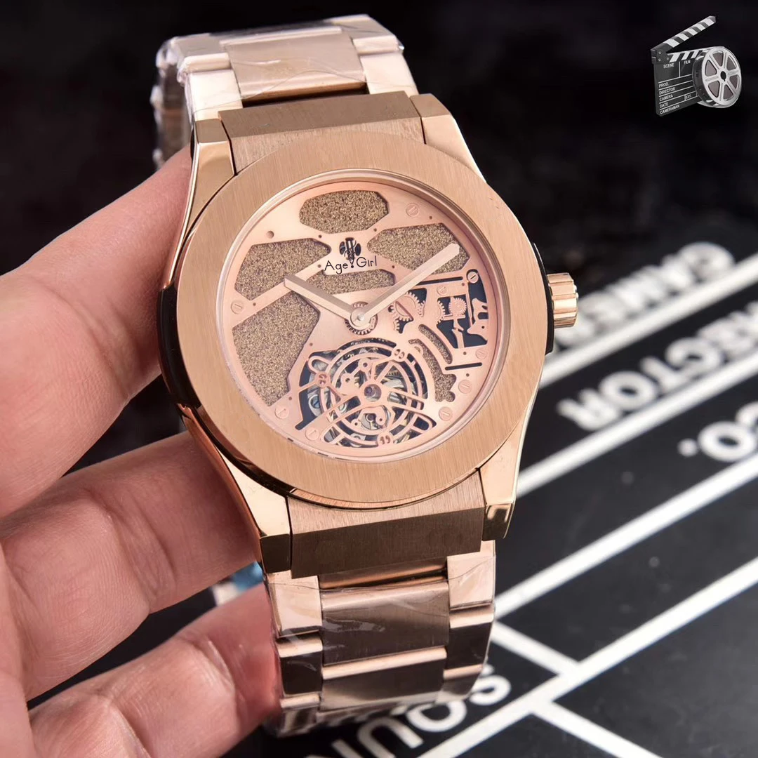 

Luxury Brand New Men Silver Rose Gold Black Stainless Steel Automatic Mechanical Sapphire Tourbillon Sport Watch Limited Edition