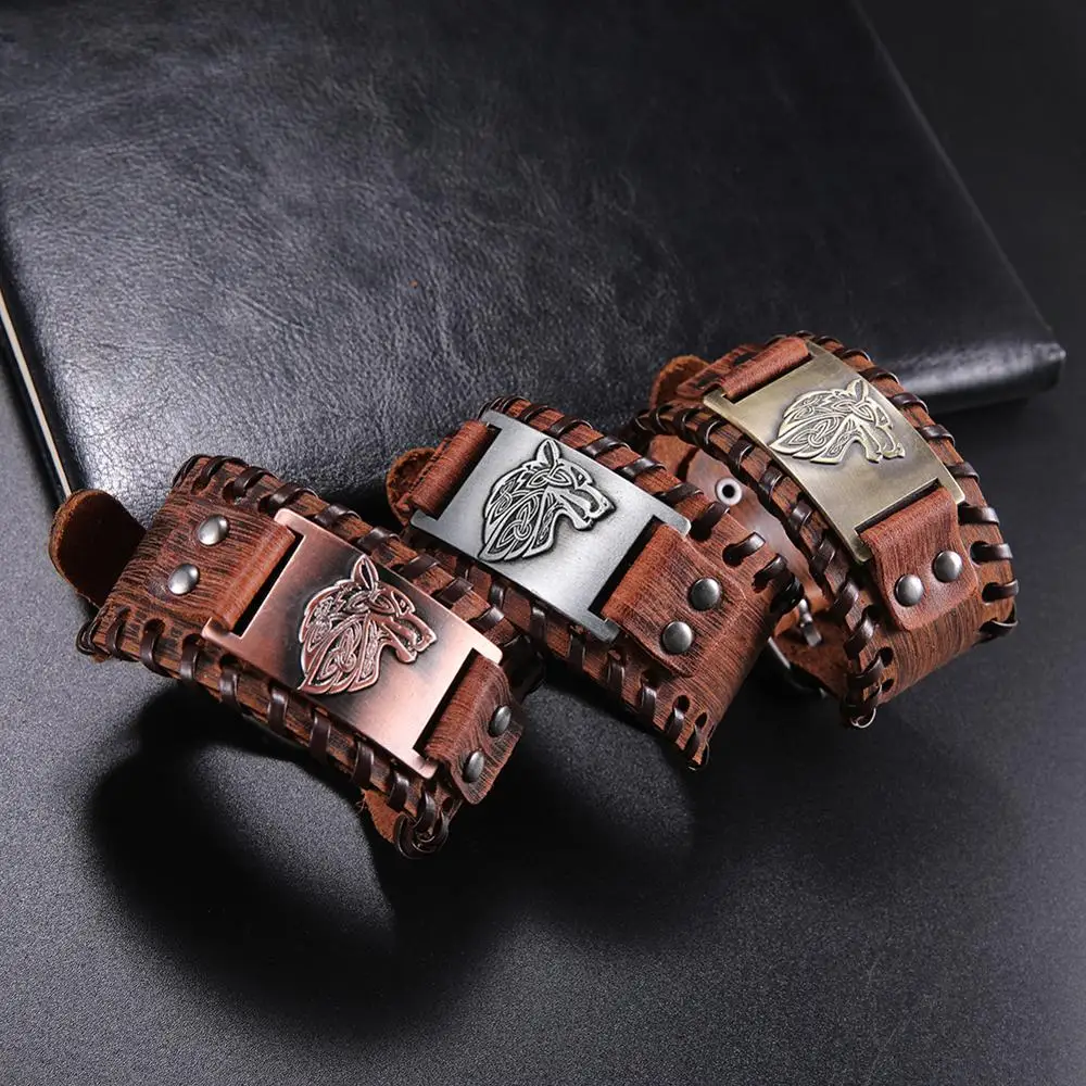 Новейший в стиле панк амулет Коловрат от солнца круглый кожаный браслет ручной