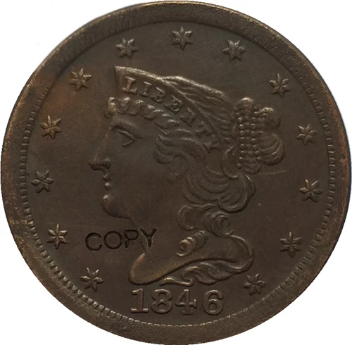 США 1845-1857 плетеные волосы пол-цента КОПИЯ монет | Дом и сад