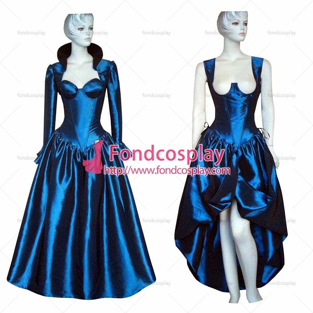 

fondcosplay O Dress The Story Of O With Bra nude breasted Blue Taffeta Dress jacket Cosplay Costume Tailor-made[G328]