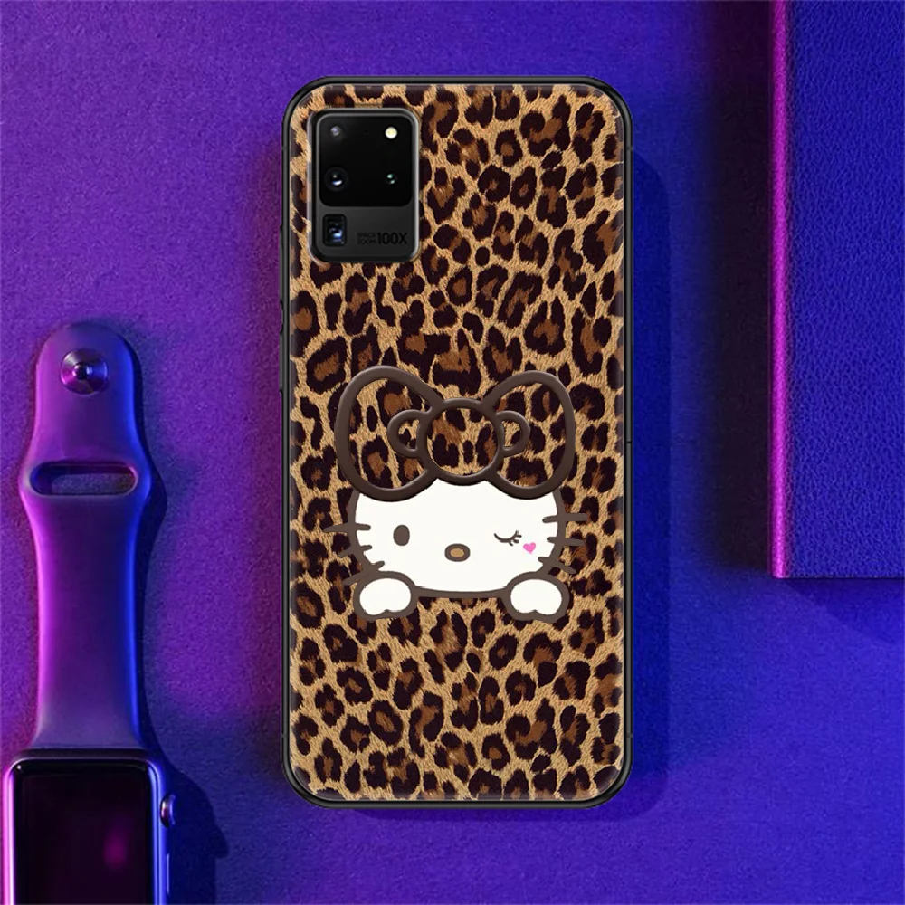 

Lovely Kitties Leopard Hellos Phone case For Samsung Galaxy Note 4 8 9 10 20 S8 S9 S10 S10E S20 Plus UITRA Ultra black luxury