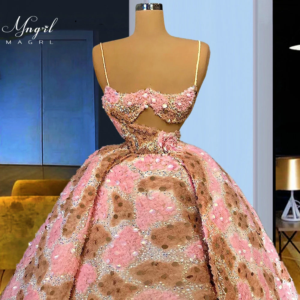 

MNGRL Luxury Evening Dress One-shoulder Long Sleeves Hand-applied Diamonds Glittering 2021 New Evening Dress Party Dress