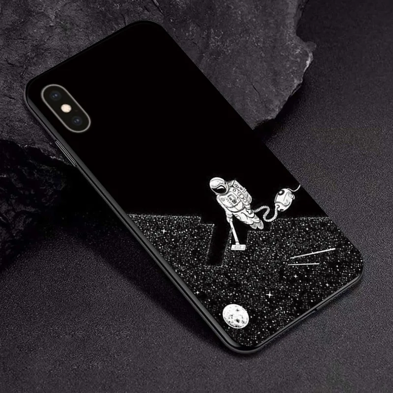 TPUBLK544 Черный чехол из ТПУ для Apple iPhone X XR XSMax 11 чехол Модный мультяшный астронавт для Apple iPhone 6 6S 7 8 Plus чехол для телефона бампер - Цвет: TPUBLK544