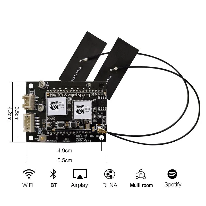 Аудиомодуль Smart Home 2 4G WiFi Bluetooth 5 0 аудиоприемник с поддержкой Airplay DLNA Spotify для