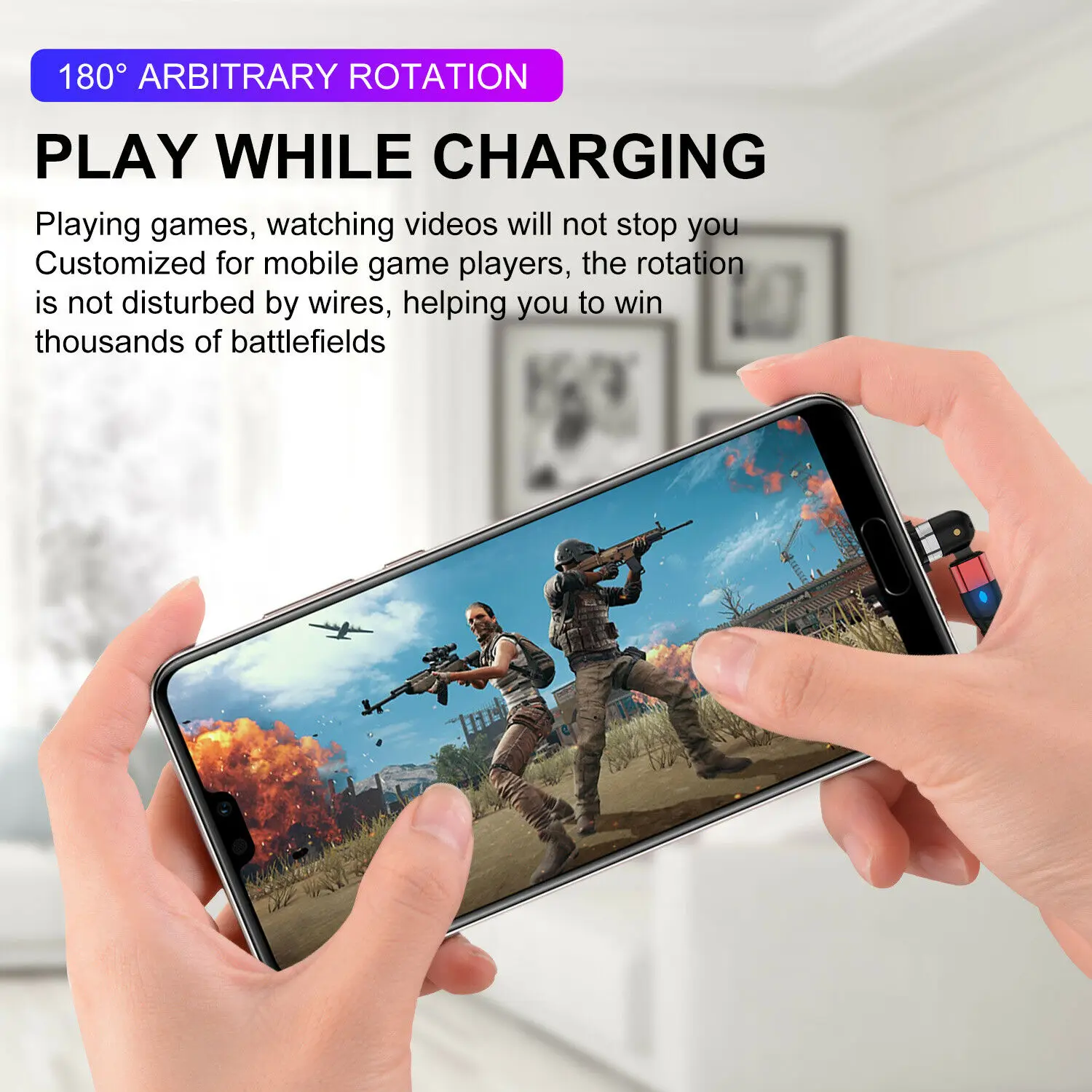 Магнитный кабель для быстрой зарядки с поворотом на 540 градусов Micro USB Type C