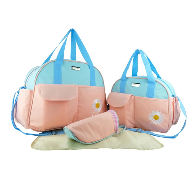 

Four-piece Baby Diaper Organizer Large Capacity Newborn Nursing Nappy Bag Portable Infant Changing Mat Bottle Cooler Pouch