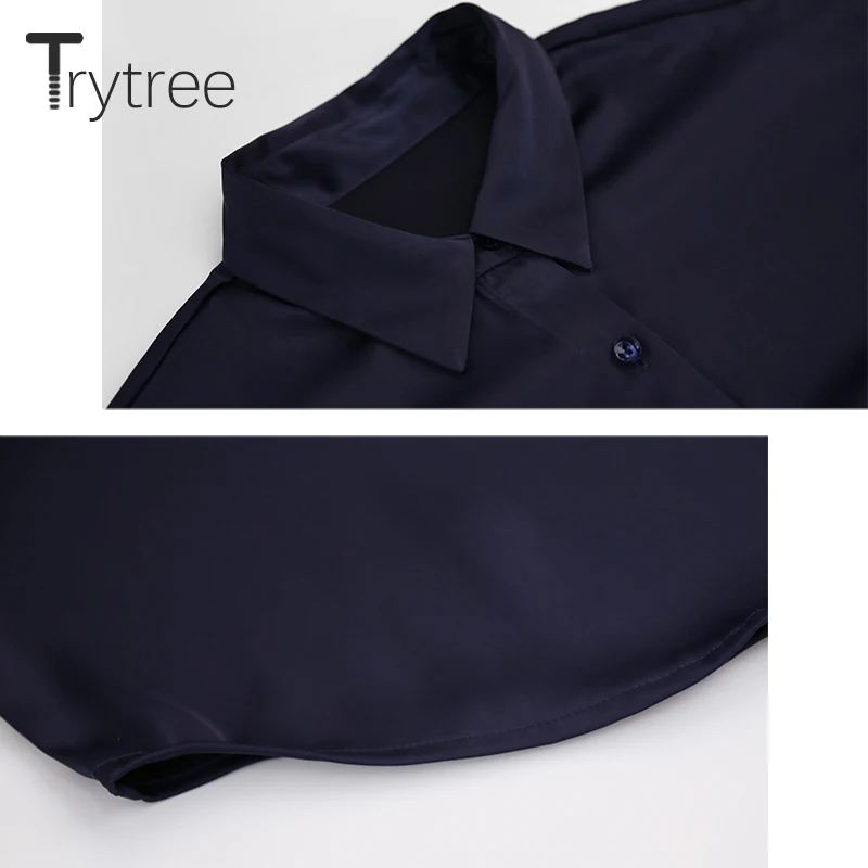 Ttytree 2020 осень зима женские повседневные блузки отложной воротник длинный рукав