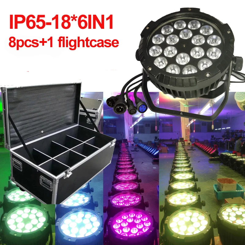 8 шт. + 1f светильник чехол Водонепроницаемый IP65 par Светильник 18led RGBWA УФ 6in1 открытый