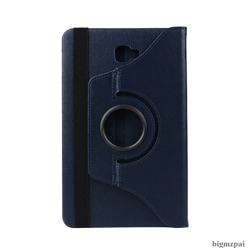 dark blue Чехол для samsung Galaxy Tab A A6 10,1 T585 T580 T580N С Откидывающейся Крышкой из искусственной кожи, с подставкой и вращающейся на 360 Litchi, защитный чехол для планшета+ пленка - Цвет: dark blue