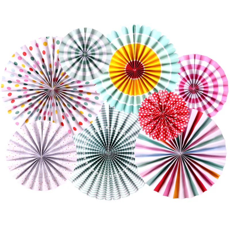 

8pcs/Set Party Diy Hanging Colorful Paper Fans Flowers Decoration Set for Wedding Babyshower Birthday Parties and Events Prop