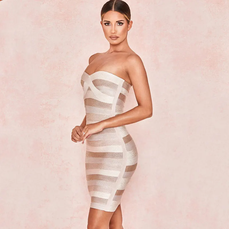 Женское платье новинка Бандажное сексуальное мини без бретелек на молнии