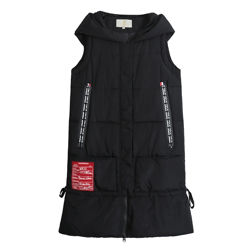 Женский плотный жилет с капюшоном длинный весенний большого размера 50 и 52