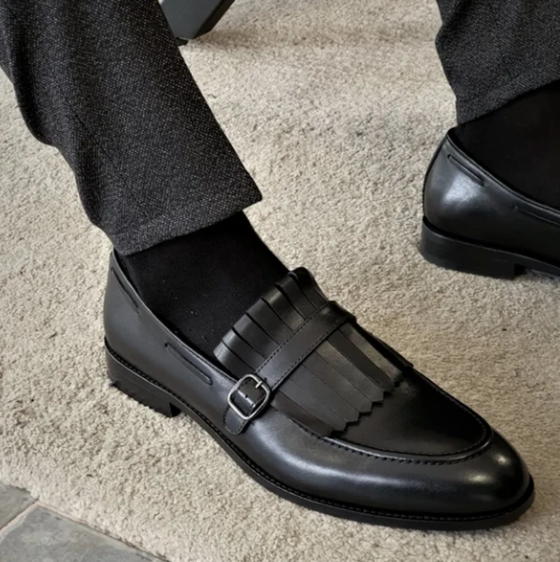 

Men Dress Shoes Casual Business Fashion Pu Leather Low Heel British Style Classic Slip-on Loafers Zapatos De Hombre KN072