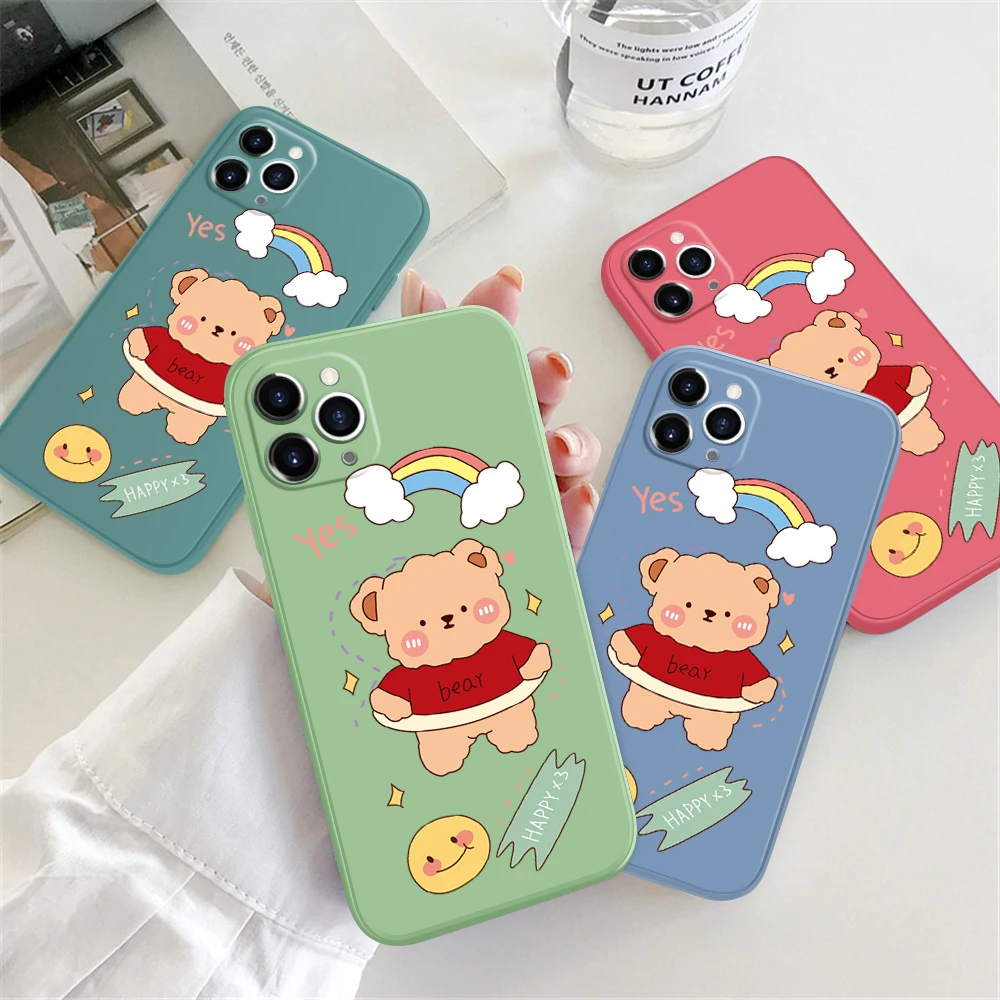 

Phone Case For Xiaomi 9SE 9T 11 6 6X 8 10T Poco X2 F2 F3 X3 M3 NFC Pro GT Lite NE 5G Cartoon Bear Soft Silicone Protection Case