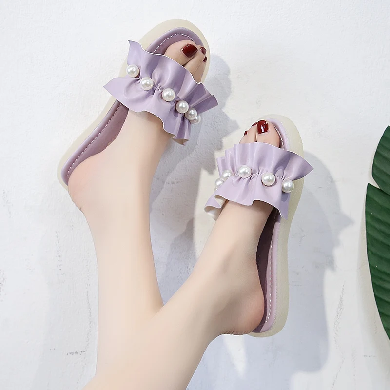 

Slippers Casual Shoes Summer Clogs Woman Slides Platform Pantofle Low Luxury Beach Flat Rubber 2021 PU Basic Rubber Slippers Sho