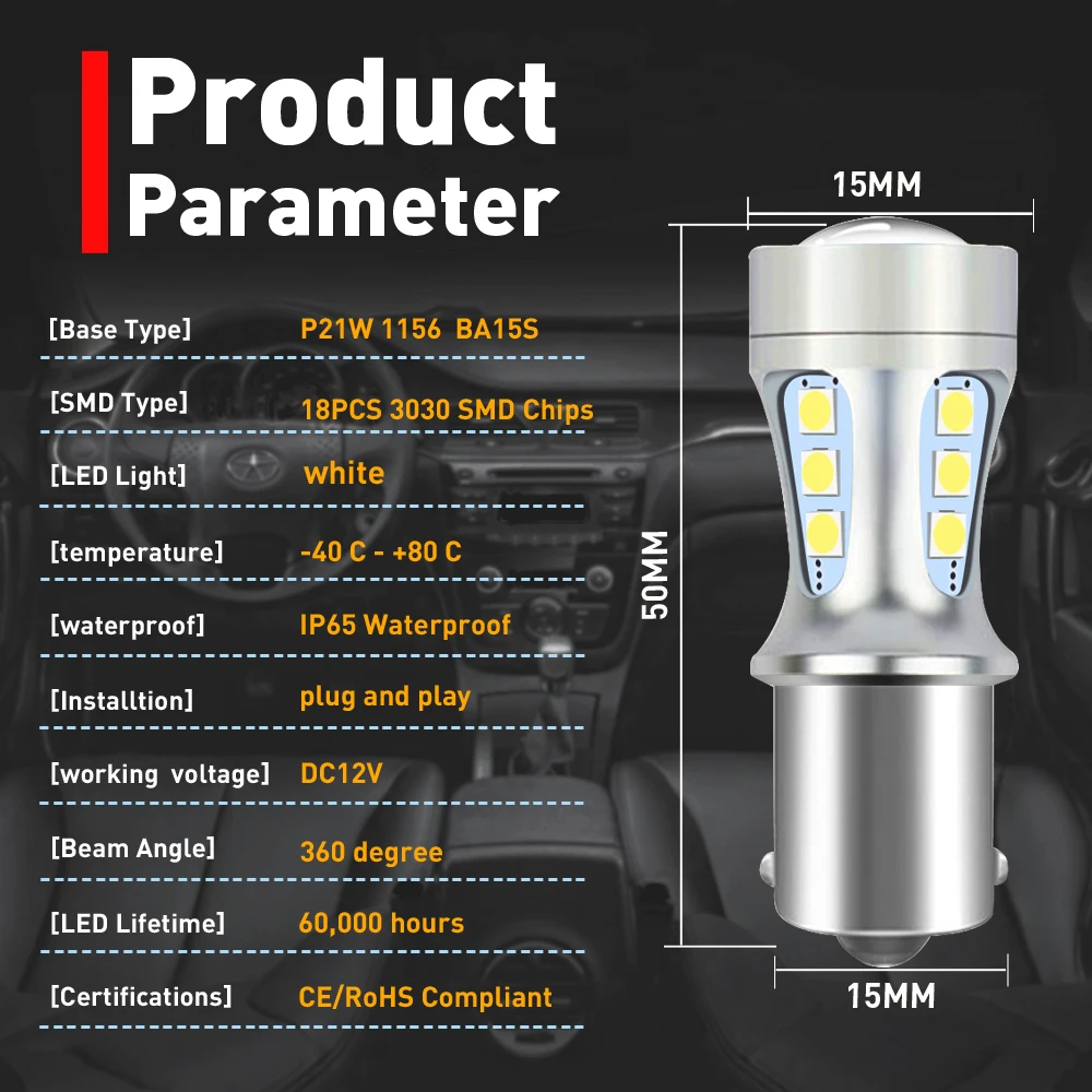 P21W Led Canbus BA15S 1156 тормозные фонари заднего хода интерьер резервного копирования Drl