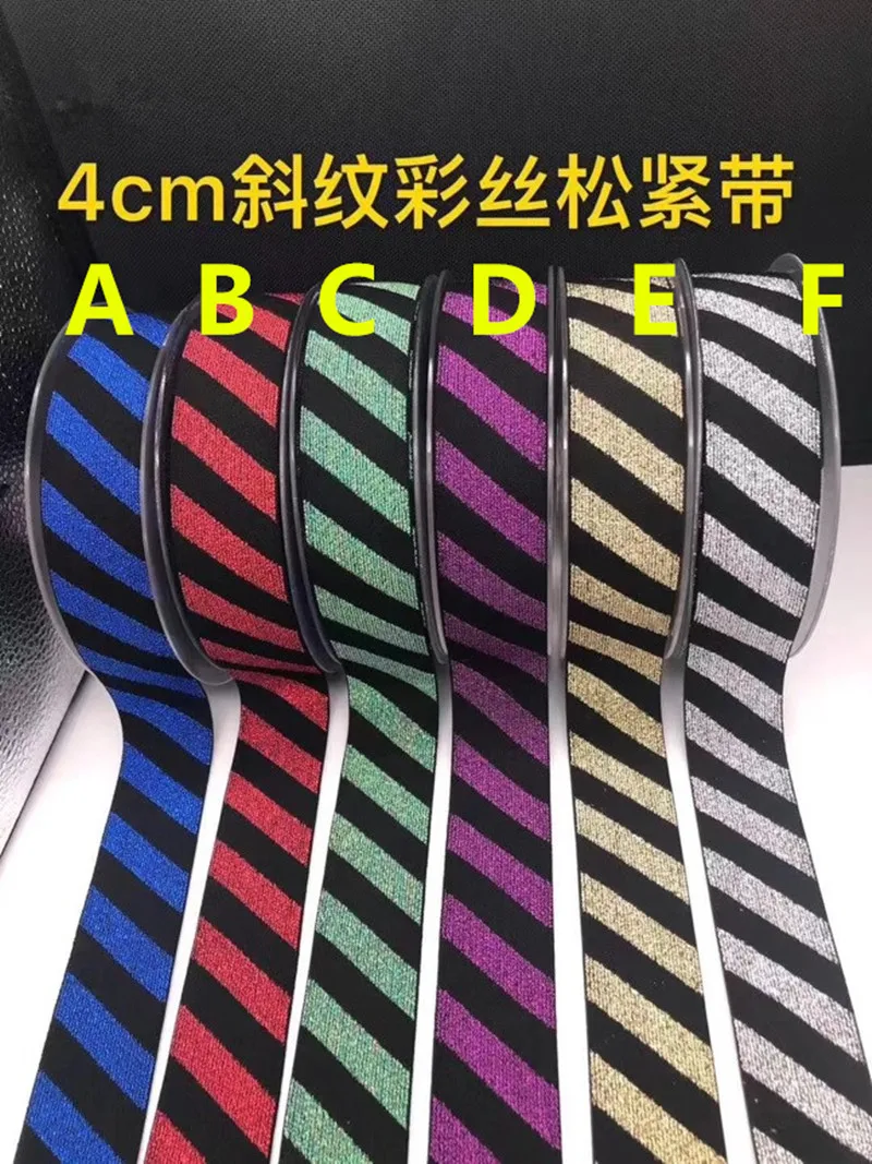 

4cm fashion colorful diagonal stripe elastic nylon ribbon,XERY191206B