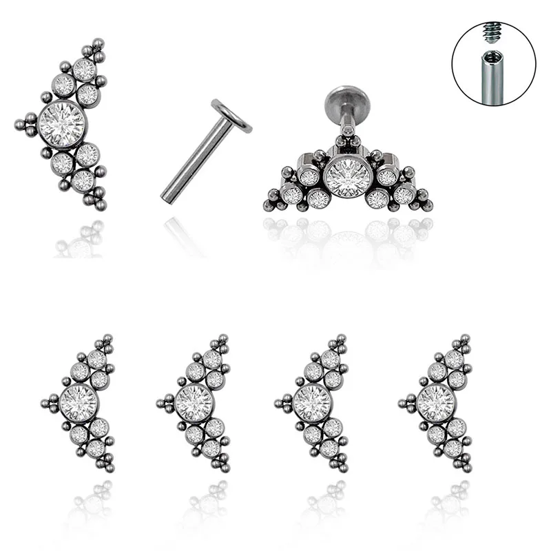 

1Pc 16G F136 Titanium ASTM F136 Labret Piercing Body Jewlery for Cartilage Helix Conch Piercing Body Jewelry Women Men