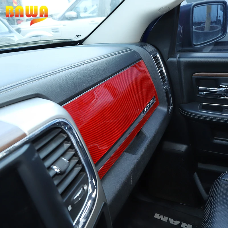 

BAWA Carbon Fiber Car Co-pilot Storage Box Panel AC Air Outlet Vent Decoration Stickers Accessories For Dodge Ram 1500 2010-2015