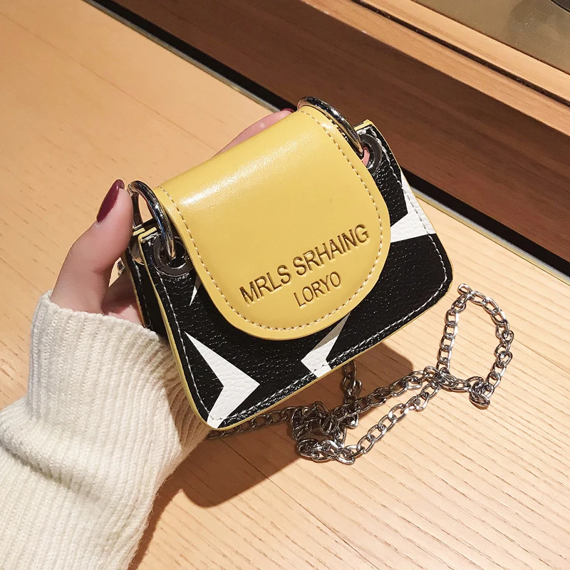 

Mini Square Crossbody Bag 2020 Fashion New High quality Leather Women's Designer Handbag Hit color Chain Shoulder Messenger Bag