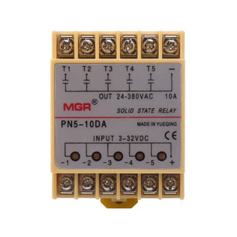 Монтаж на Din-рейку PN5-10DA 5-канальный SSR quintuplicate пять входов 3 ~ 32 В постоянного тока