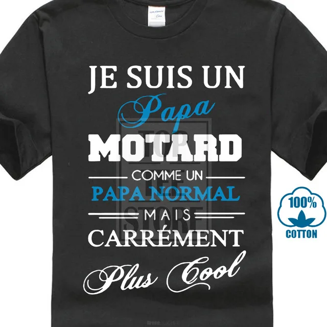 Мужская футболка Teezily Je Suis Un Papa Motard черная забавная с круглым вырезом новая