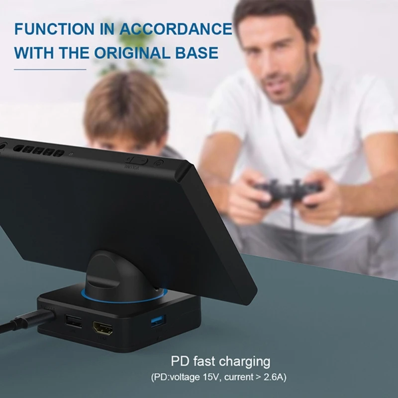 

67JA Video Portable TV Converter Charger Base 5 in 1 Multi-functional HDMI-compatible Charging Dock 4K/60FPS Compatible with