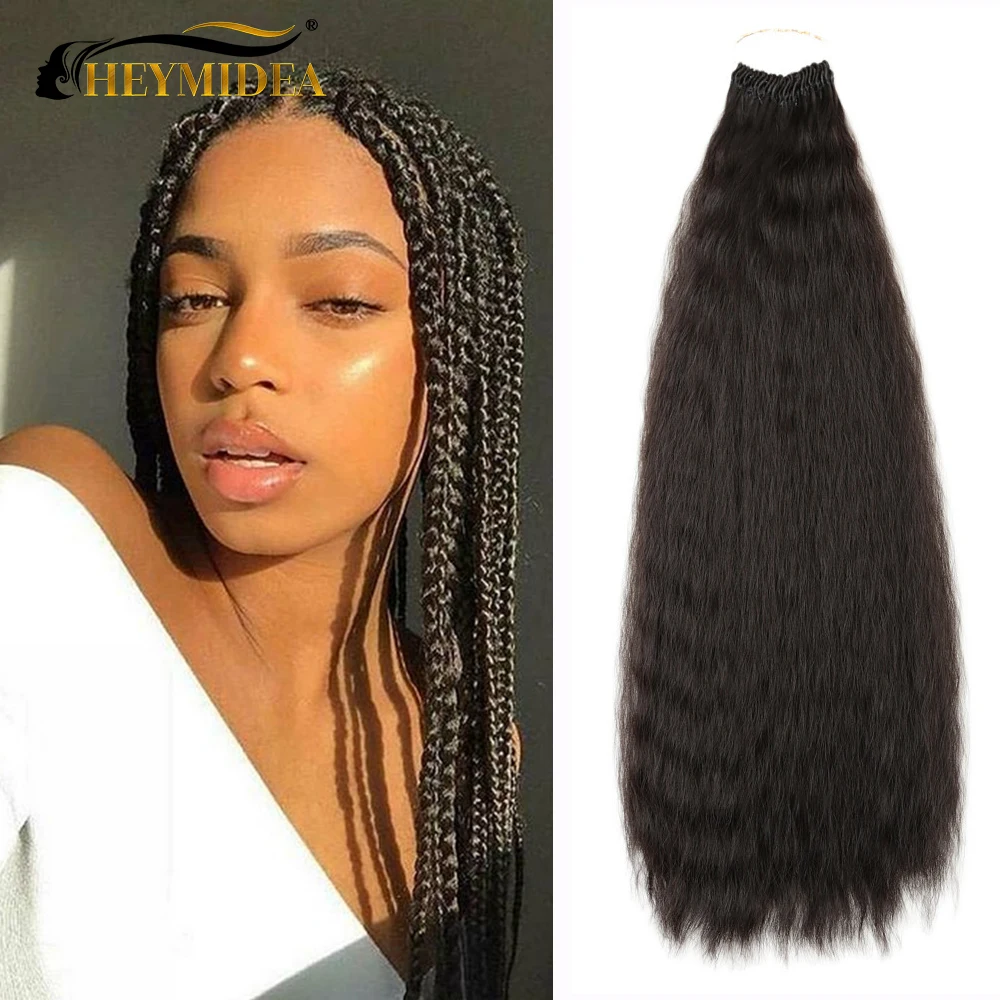 

22Inch Synthetic Hair Yaki Straight Pre Looped Kinky Curly Crochet Braiding Hair Extensions Ombre Natural Bundles Black Women