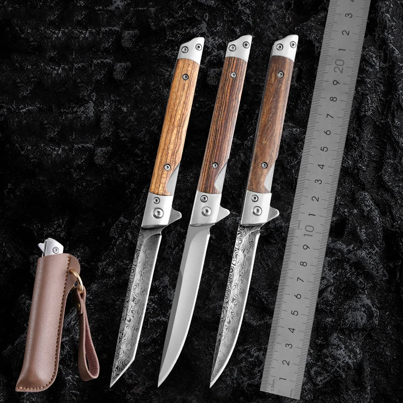 Складной нож из дамасской кожи карманный миниатюрный резец для овощей и фруктов