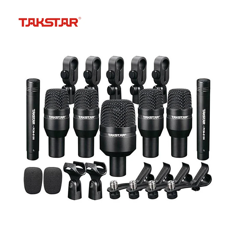 

Гарнитура для микрофона TAKSTAR, проводной микрофон с 1 барабанным микрофоном, 4 маленьких барабанных микрофона, 2 профессиональных конденсатор...
