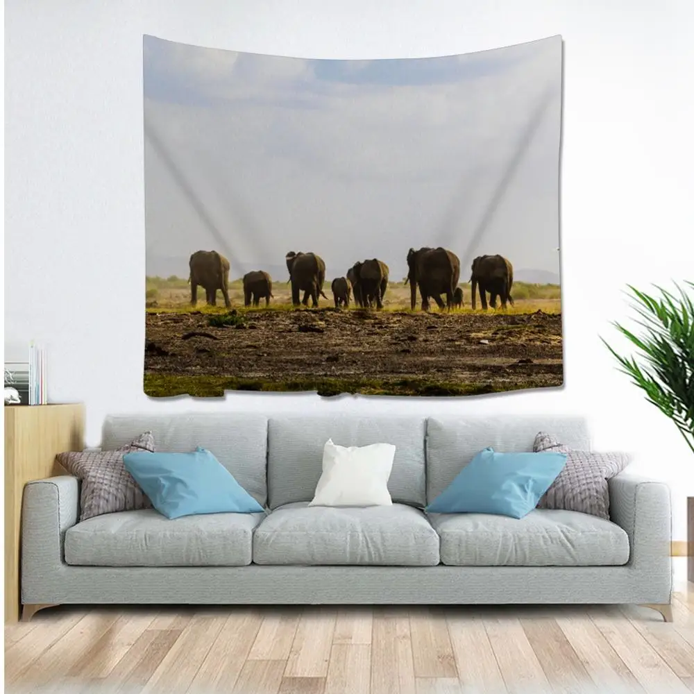 

Elephant Pattern Tapestry Mandala Psychedelic Wall Hanging Boho Style Home Decoration