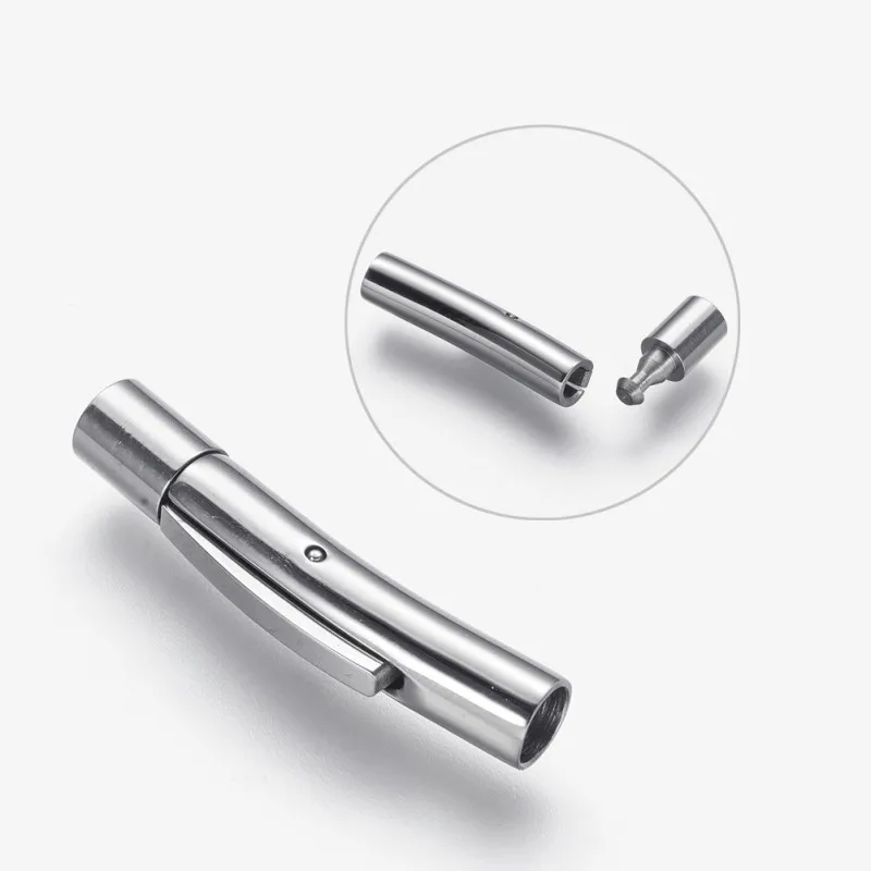 304 нержавеющая сталь Bayonet Clasps Tube цвет 22 5x4x5 мм отверстие: 3 и 4 мм|Ювелирная