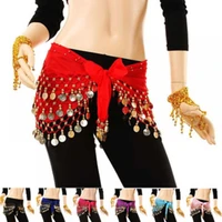 158cm x 26cm india shinning skirt belt dancing wrap 3rows gold coin belly dance costume hip scarves chiffon waist chain new