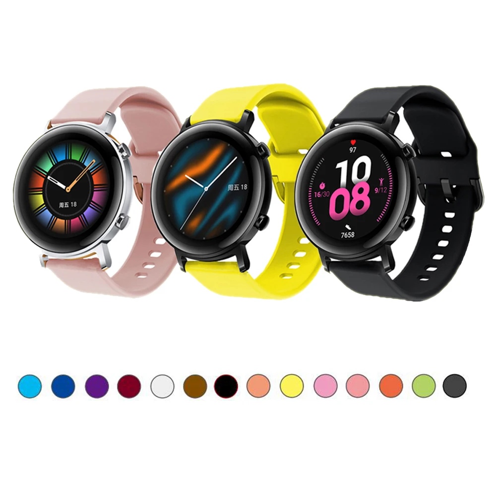 

Силиконовый ремешок 20 мм для Xiaomi amazfit Bip/gtr 42 мм для Huawei watch GT2 42 мм для amazfit GTS для Samsung Galaxy Watch 42 мм