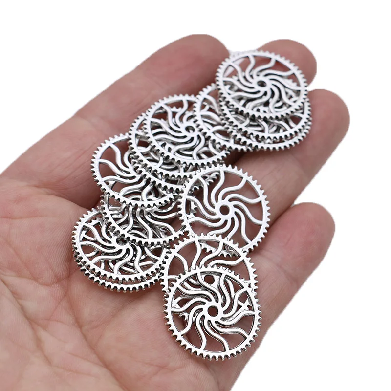 

20pcs Antique Silver Plated Gear Charms Pendants for Jewelry Making Earrings Bracelet DIY Handmade Craft Accessories