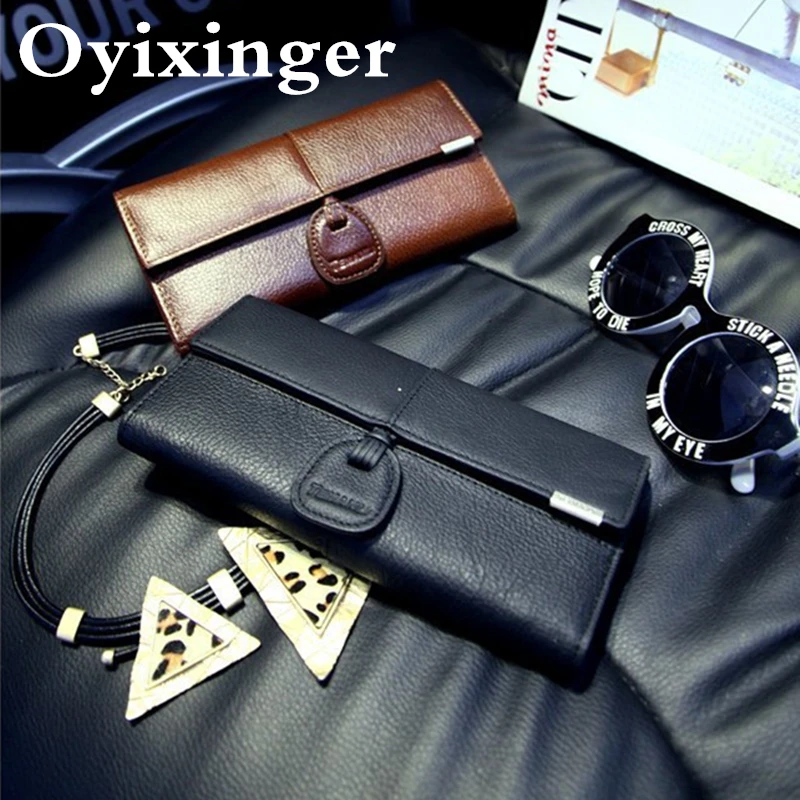 

Oyixinger Women's Wallet 2021 New Long Notecase Purse For Women Large Capacity Leather Colin Bags Fashion Casual Clutch Female