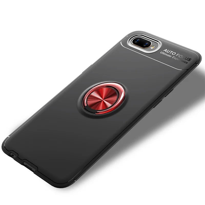red black Роскошный чехол для телефона OPPO Realme C2, чехол, чехлы, держатель для пальцев, мягкое силиконовое покрытие, задняя оболочка для OPPO A1K, чехол, чехол - Цвет: red black