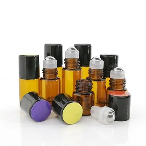 Флаконы doTERRA из янтарного стекла, для эфирных масел, пустой, шариковый, из нержавеющей стали, 24 шт., 1 мл, 2 мл, 3 мл, для блеска для губ