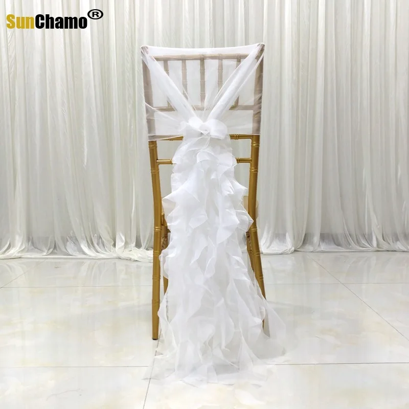 High Quality Fashion Chair Sashes Band Ties Curly Chiffon Ruffled for Wedding Party Banquet Decor Supplies | Дом и сад